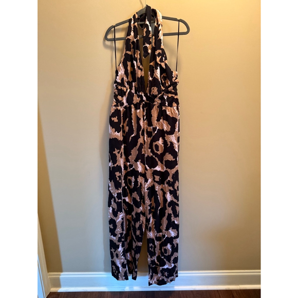 Diane Von Furstenberg Pants - Women's Diane Von Furstenberg Jumpsuit Size L Brown Black
